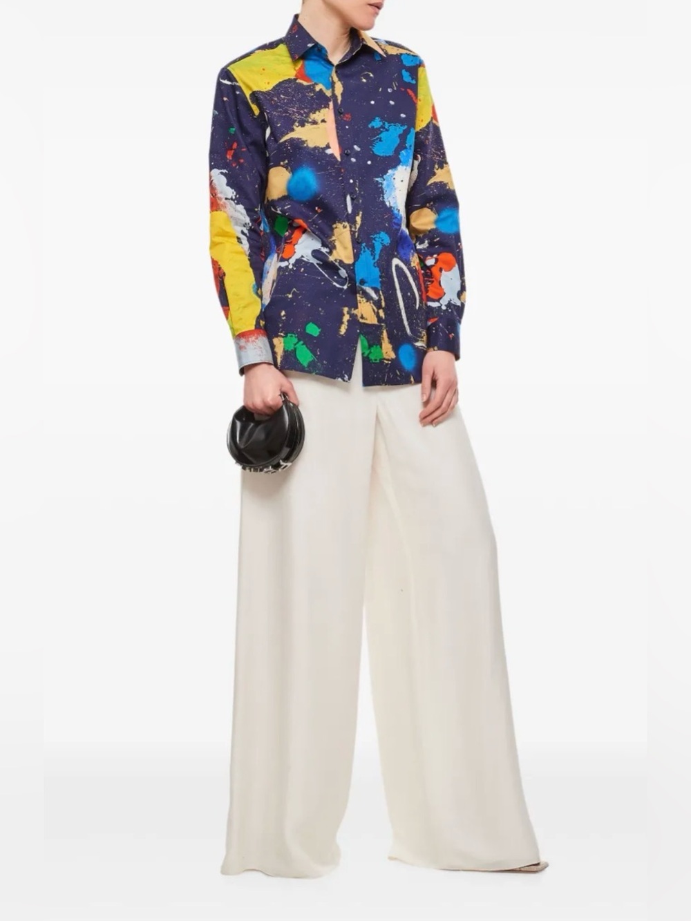 Ralph Lauren Collection Purple Label Printed Paint Splatter Button Down Sz 8